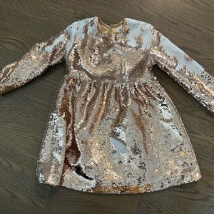 lola and the boys sequin gold dress size 6 EUC